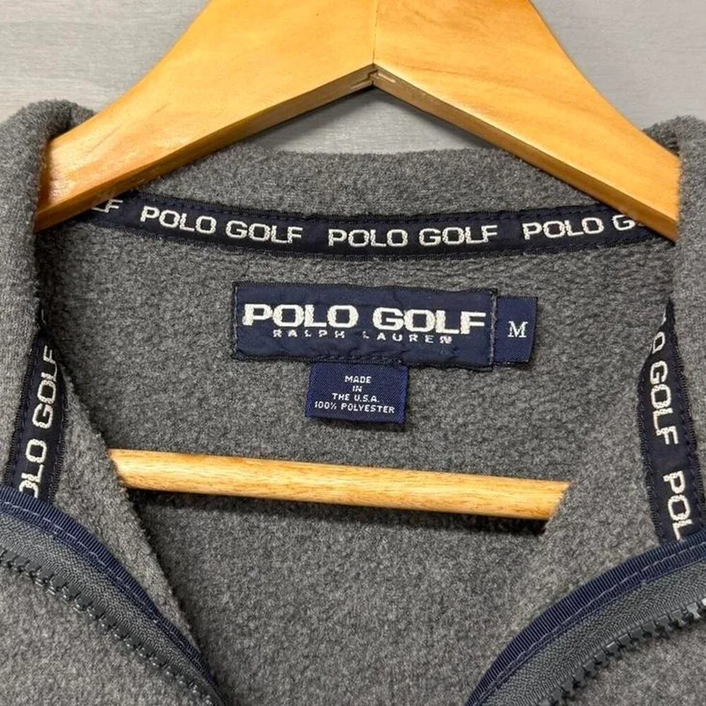 Vintage Polo Ralph Lauren Golf Zip‎ Up Distressed 90s Retro Fleece Jacket Medium